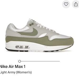 Nike Air Max 1 Olive and White Sneakers